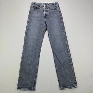 Levi's Wedgie Straight Jeans High Rise Button Fly Washed Black Womens 24x28
